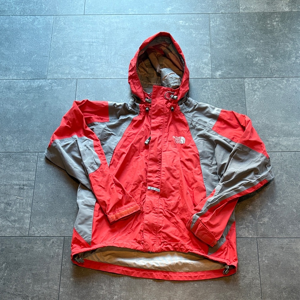 The North Face Vibrant Red and Gray Outdoor Women’s HyVent Jacket small